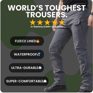 Ultra-Durable Gray Cargo Pants with Fleece Lining